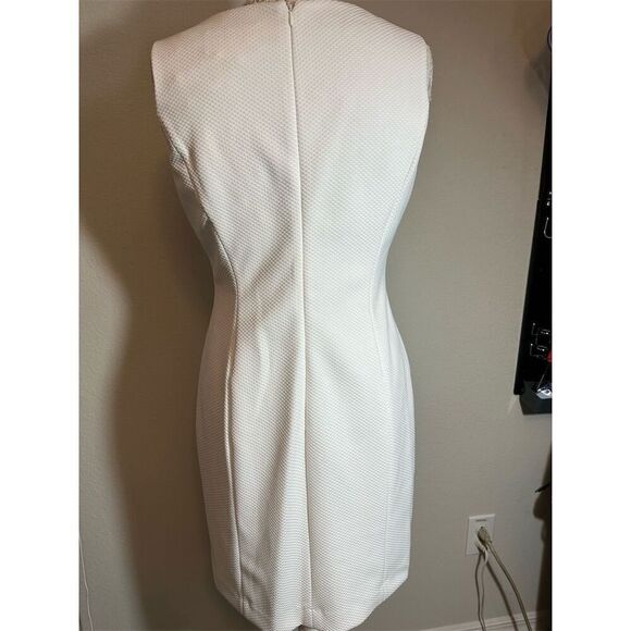 Pappagallo White Gold Embroidered Sleeveless Shift Dress One Size - Picture 2 of 12
